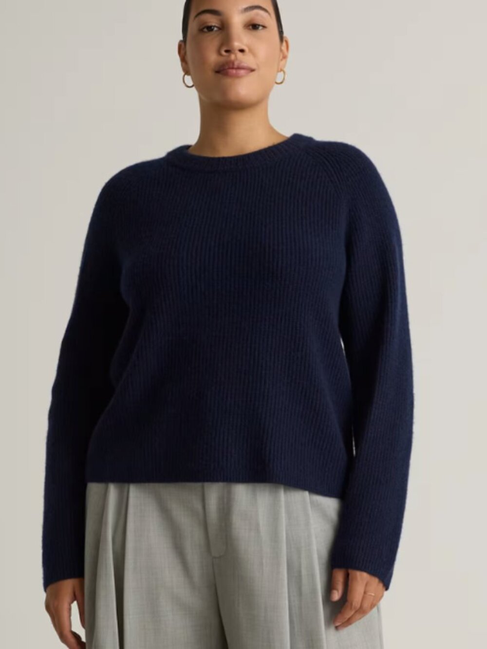 Quince Mongolian Cashmere Fisherman Crewneck Sweater True Navy Quiet Luxury M
